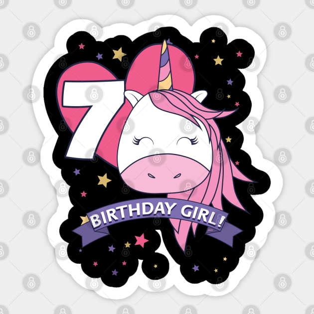 Birthday Girl! Unicorn 7th Birthday graphic design Gifts Sticker by creative